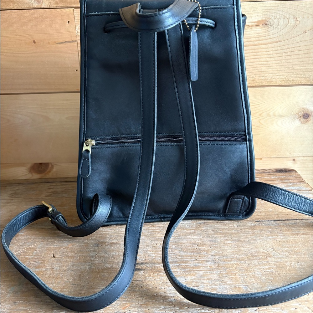 Coach Black Large Daypack - Style 9791 - Leather Backpack with Hang Tag - Picture 4 of 16